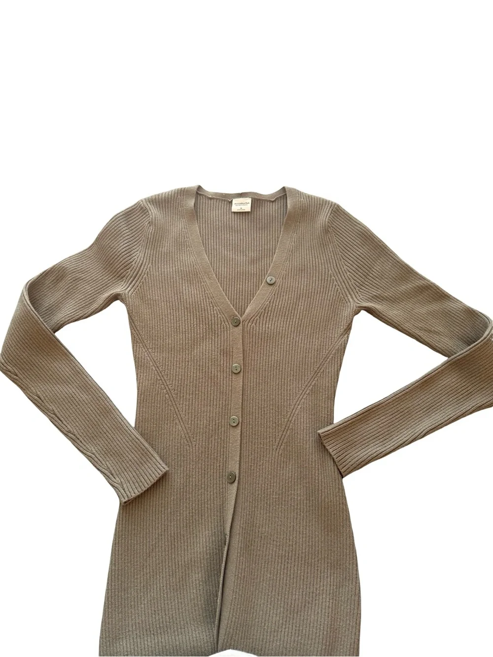 Abercrombie & Fitch Olive Green Ribbed Button Front Maxi Dress M